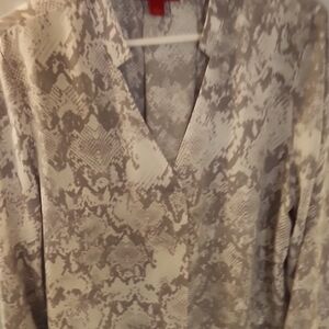 Jennifer Lopez Beige and Gray Snake Print Blouse